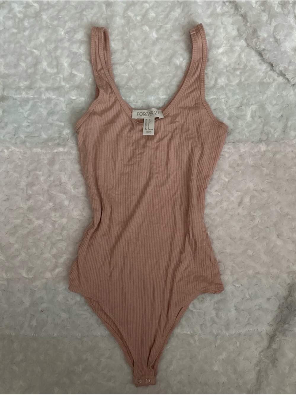 Forever 21 Ribbed Scoop Neck Bodysuit - Dusty Pink